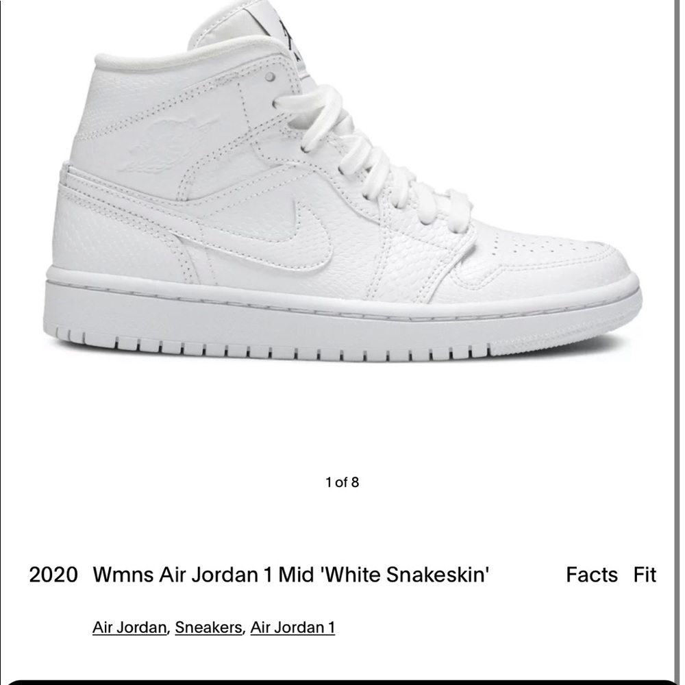 Mid Nike jordan one white snakeskin shoes size 7.5